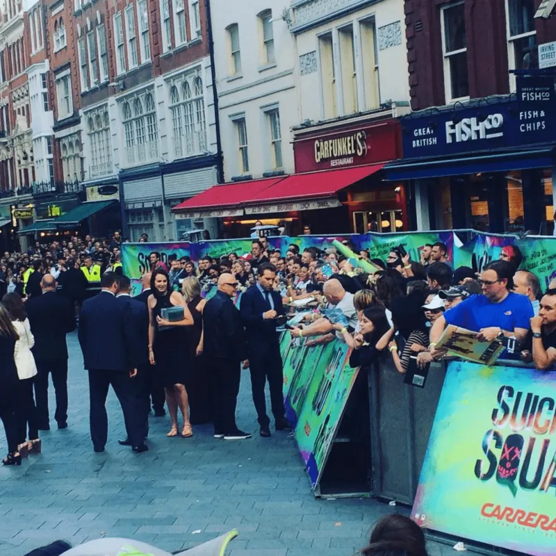 London film premiere red carpet fans at Leicester Square